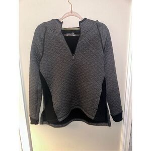 Smartwool Womens Pullover Hoodie Diamond Peak Quilted Gray Wool Blend 1/4 Zip Si